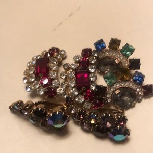 Three pair of colorful vintage earrings